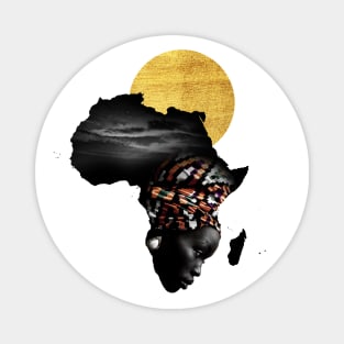 Africa Map Afrocentric Black Woman Portrait Magnet